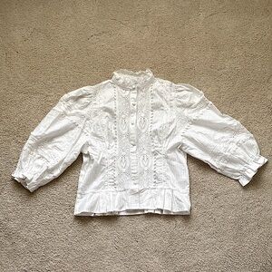 White Puffy Sleeves Victorian-Style Women’s Blouse